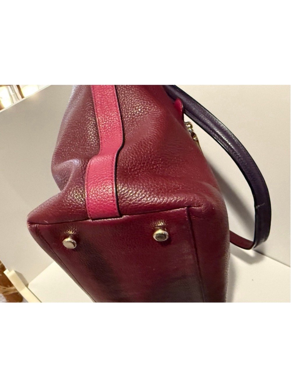 Coach Tyler Colorblock Pebble Leather Tote Bag with Gold Hardware F57210 - Picture 9 of 16